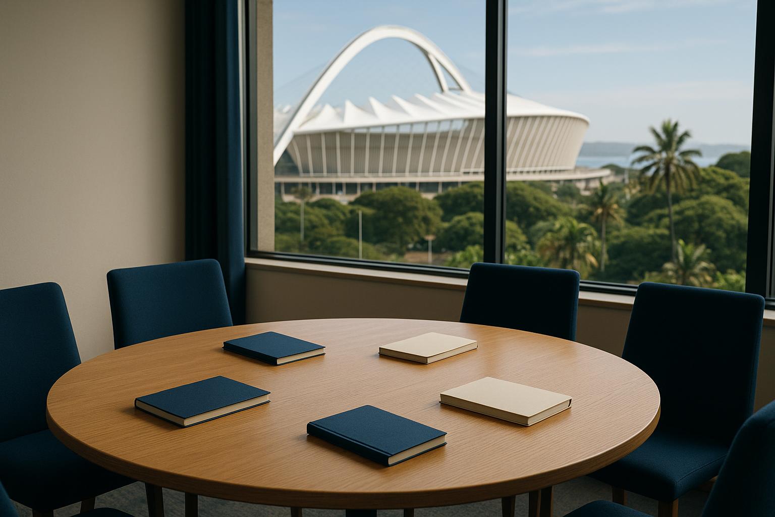 Durban supplier hub with Moses Mabhida Stadium view