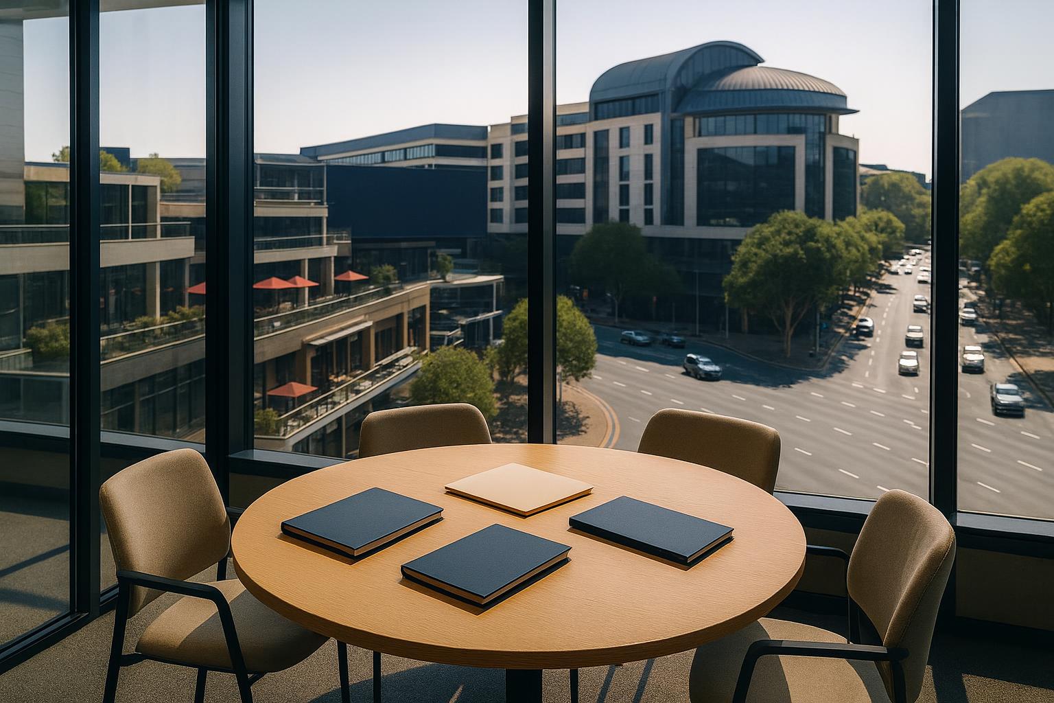 Rosebank supplier hub with The Zone mall terraces beyond the window