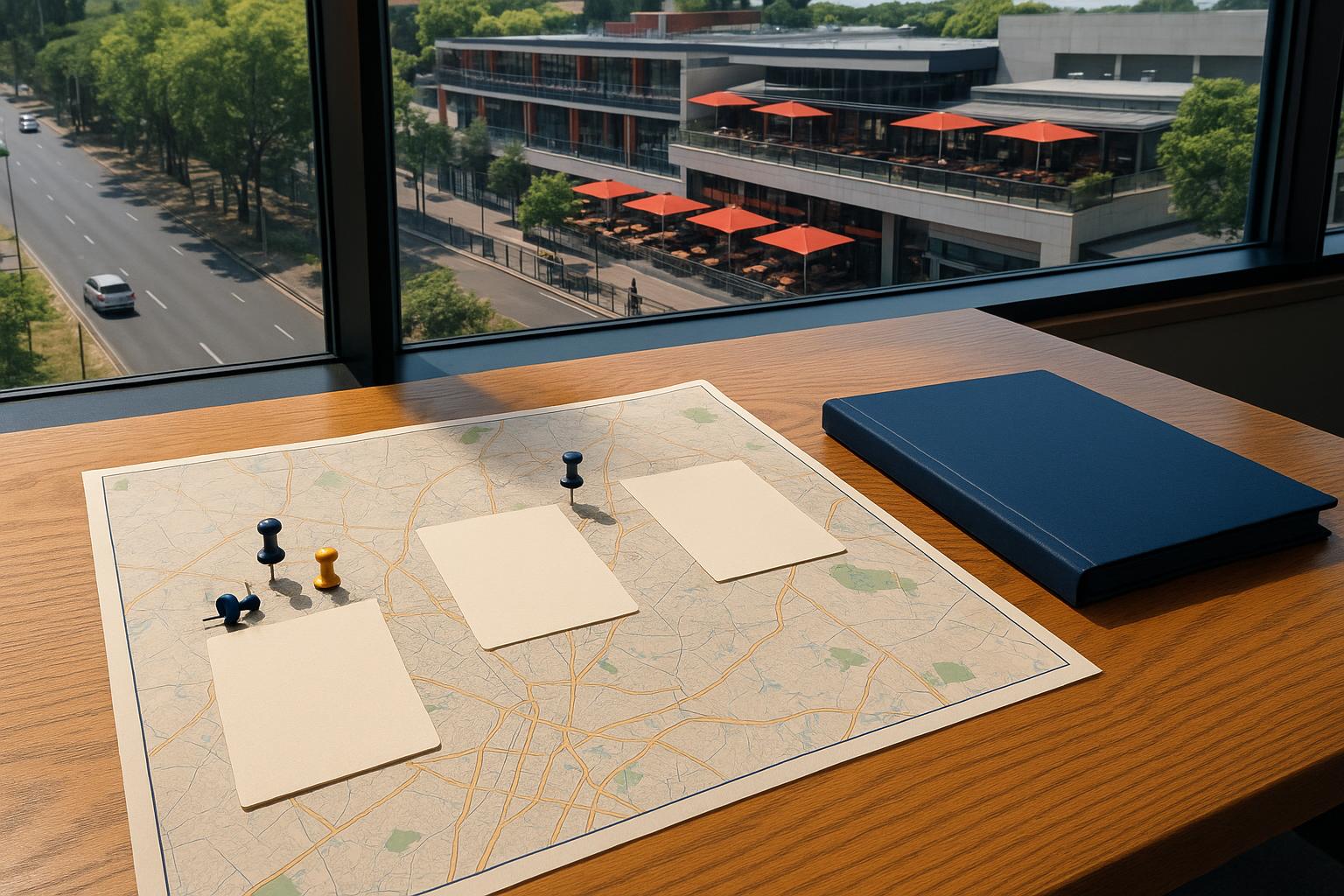 Rosebank supplier map at The Zone terraces with blank shortlist cards